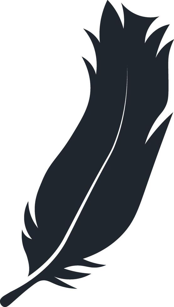 Black Feather Silhouette, Isolated on White Background, vector
