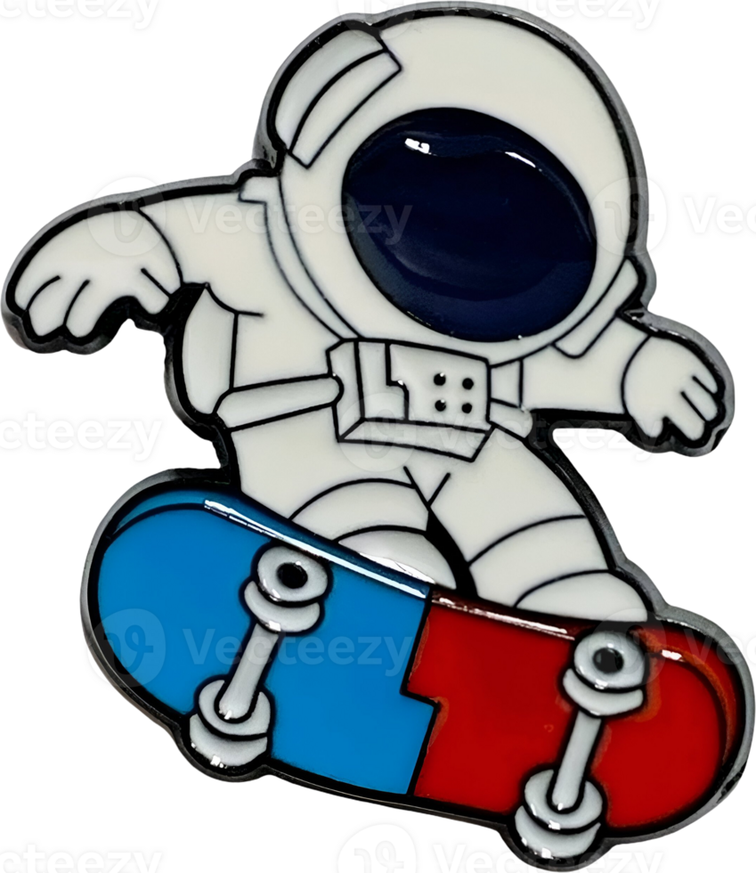 Astronaut rides a skateboard in a whimsical illustration depicting space exploration png