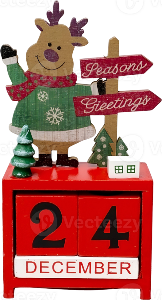 Festive Holiday Countdown. Christmas Eve Wooden Calendar with Reindeer Decor png