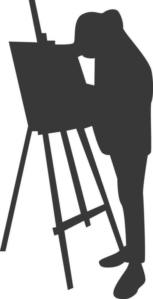 Artist Drawing Silhouette Isolated on White Background vector