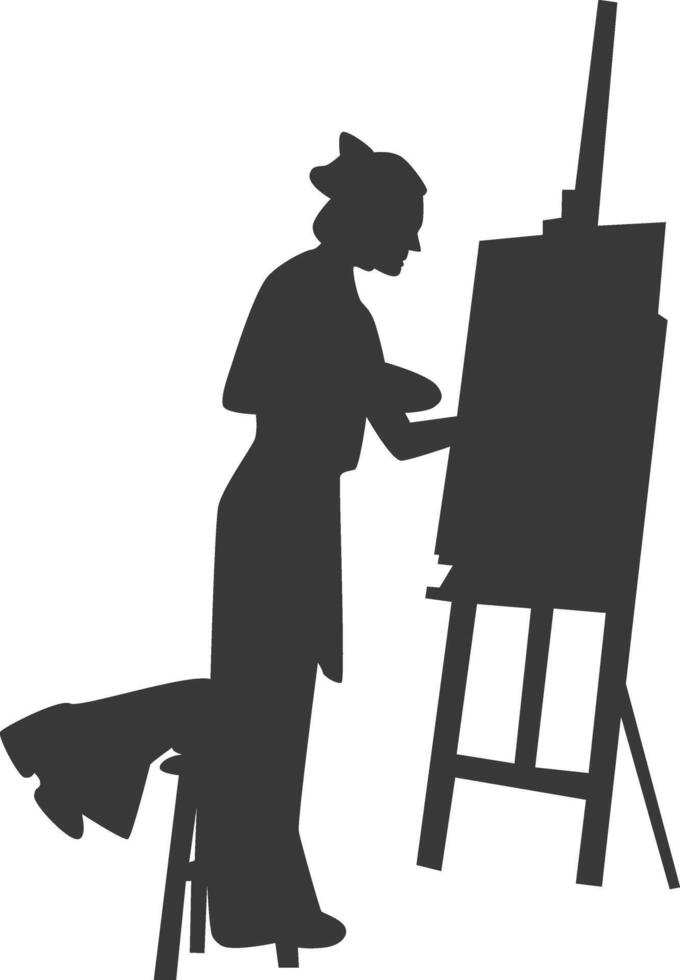 Artist Drawing Silhouette with Simple Shape. Isolated on White Background vector