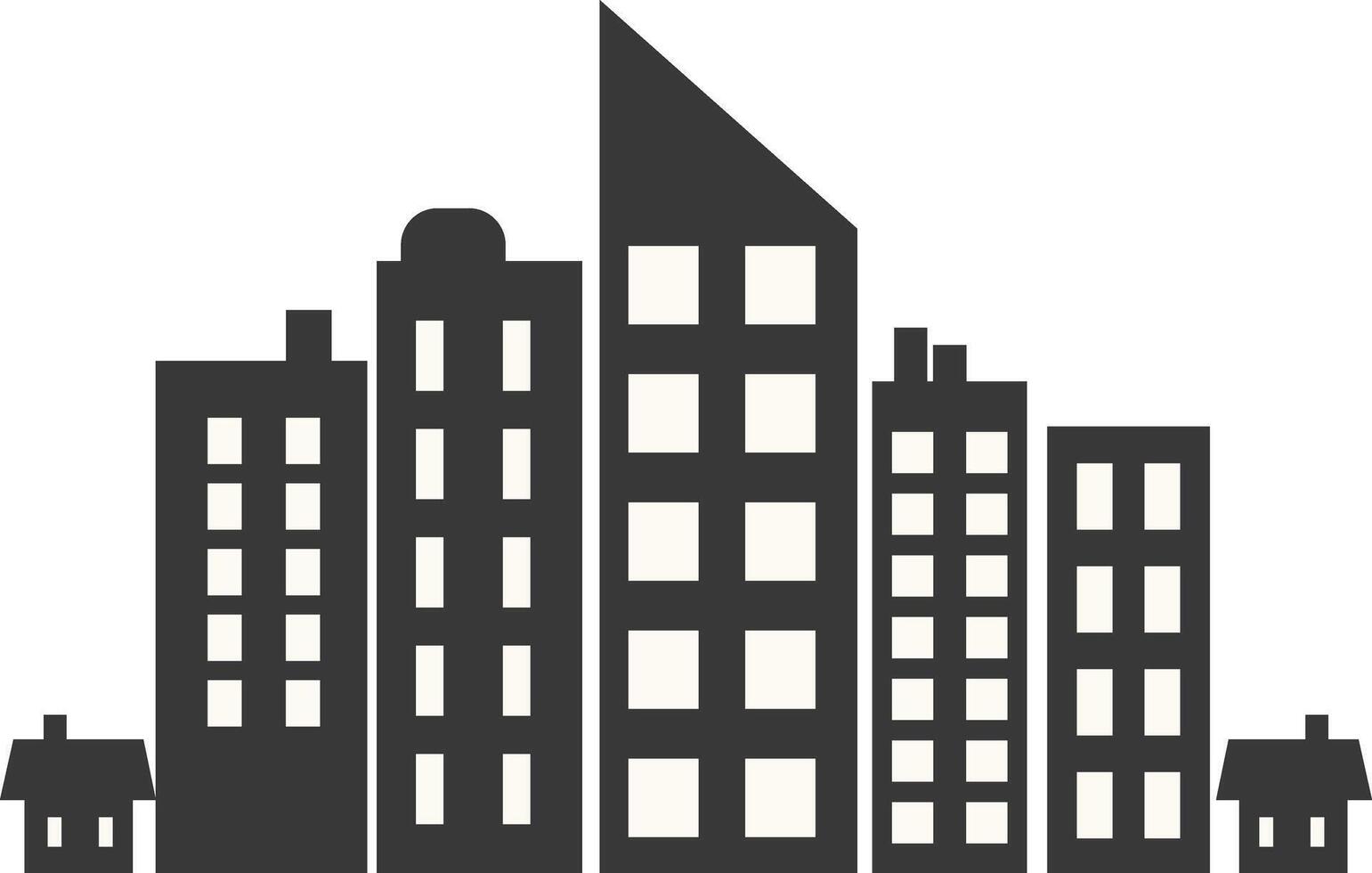 City Skyline Silhouette with Simple Building Design. Flat Illustration. vector