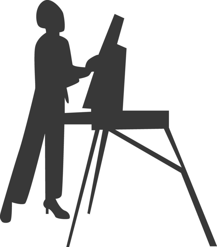 Artist Drawing Silhouette with Simple Design vector