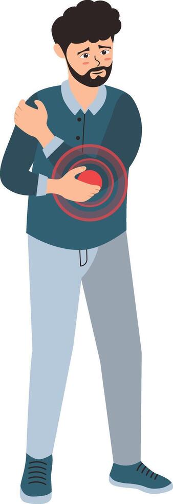 Male with Pain Illustration Isolated on White Background. vector