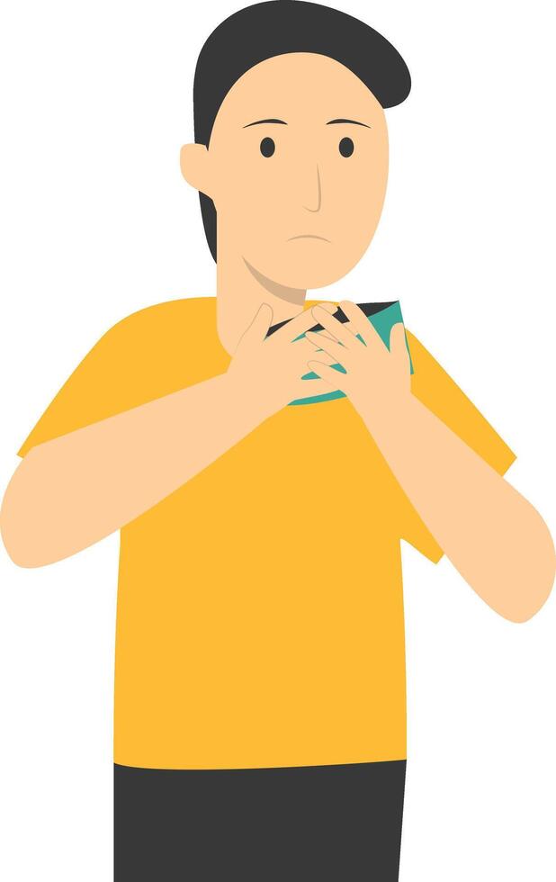 People Holding Empty Wallet with Cartoon Design. vector