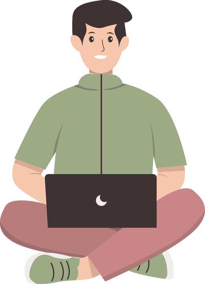 Illustration of Person with Technology, Isolated on White Background. vector