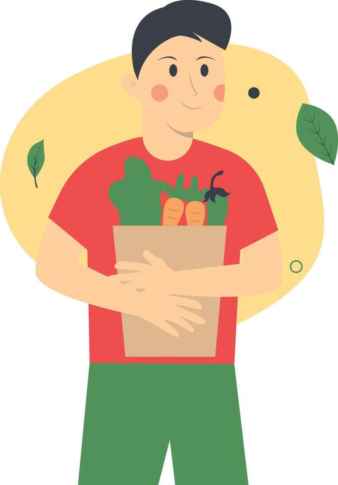 Green Lifestyle Person Character with Flat Design vector