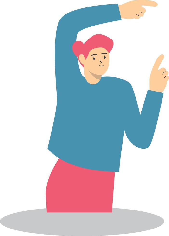 Person Pointing Illustration in Cartoon Design, Isolated on White Background. vector