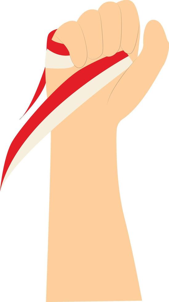 Hand Holding Indonesian Flag. Isolated on White Background vector
