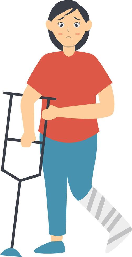 Woman with Pain and Injury. Unhappy Unwell Woman. vector