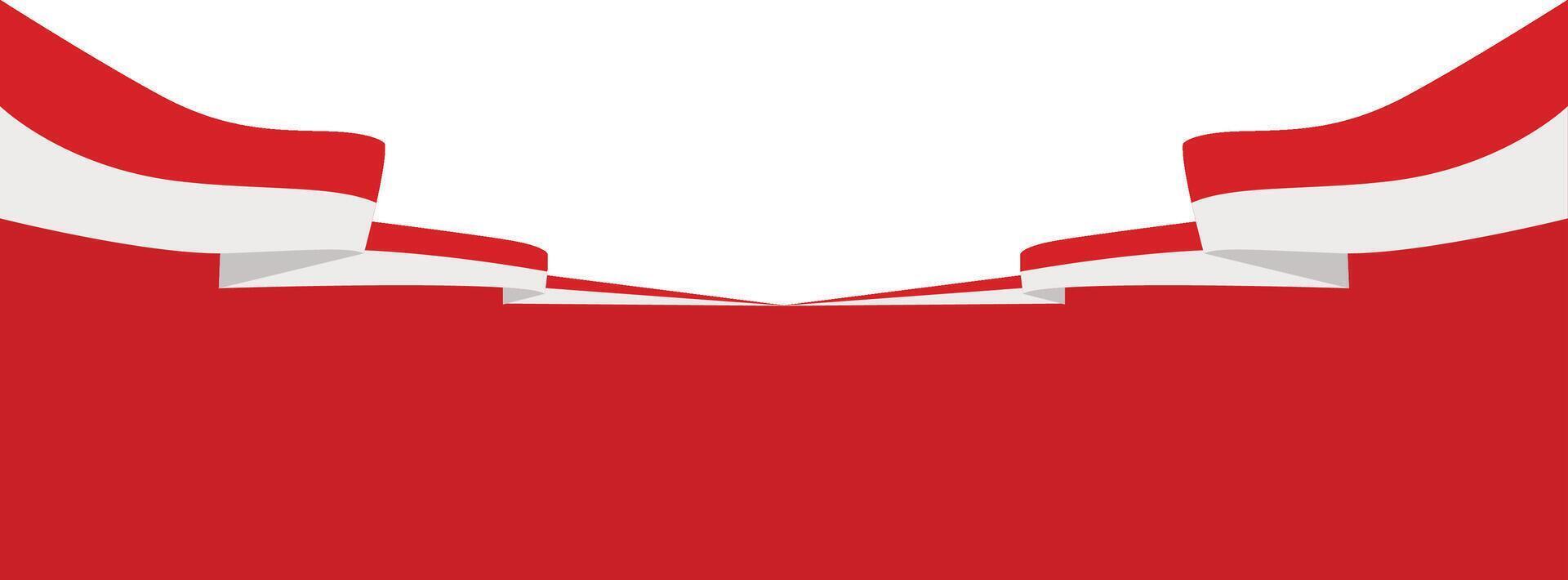 Indonesia Flag Ribbon Border, Isolated on White Background, vector