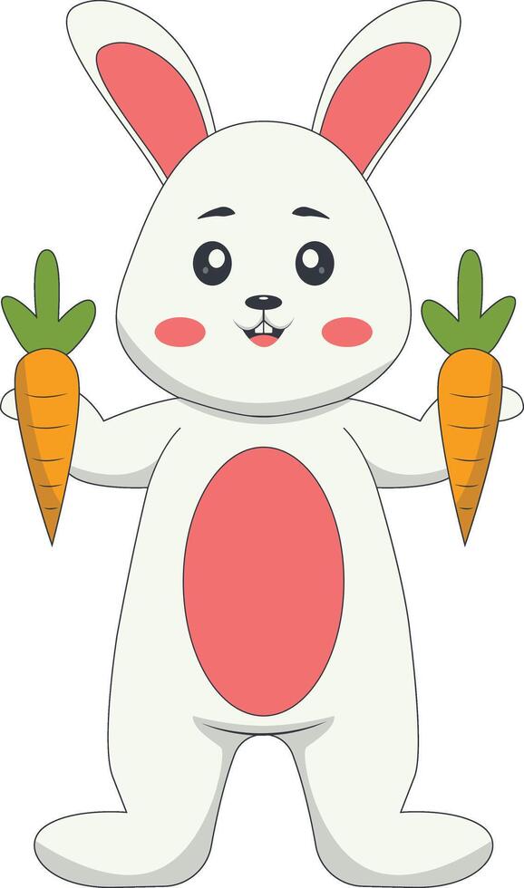 Cute Cartoon Rabbit Character. vector