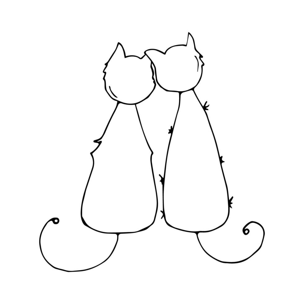 Two cats sitting side by side. vector