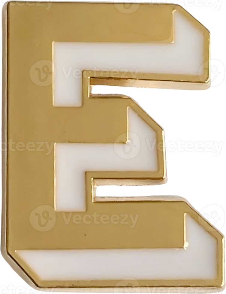 Golden 'E' Symbol with White Inlay. A Sleek and Stylish Alphabetic Representation png