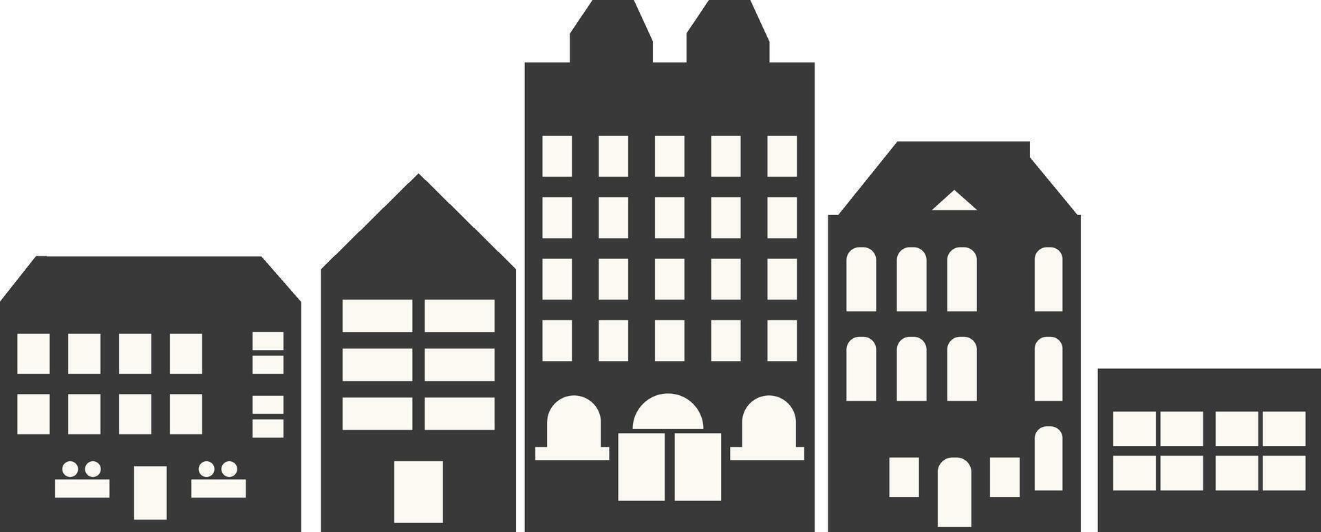 City Skyline Silhouette with Simple Design. Isolated on White Background. vector