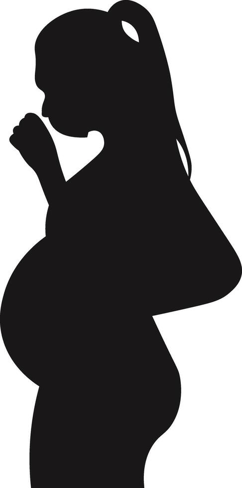 Pregnant Lady Silhouette with Flat Cartoon Design vector