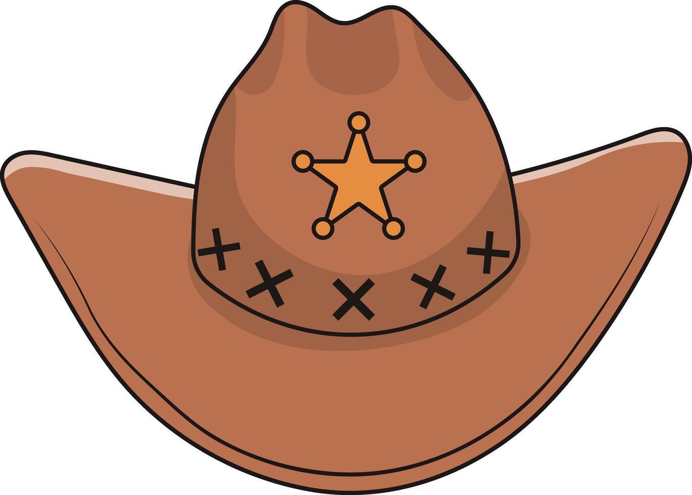 Cowboy Hat Icon with Cartoon Design, Isolated on White Background. vector