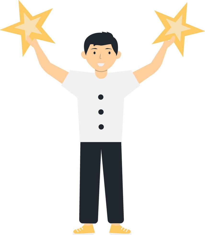 Person Giving Star for Customer Review Rating. Isolated on White Background. vector