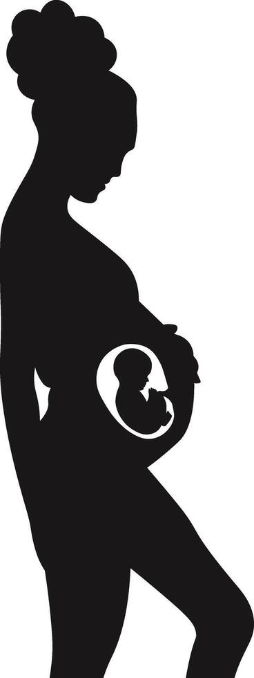 Pregnant Lady Silhouette with Cartoon Design. vector