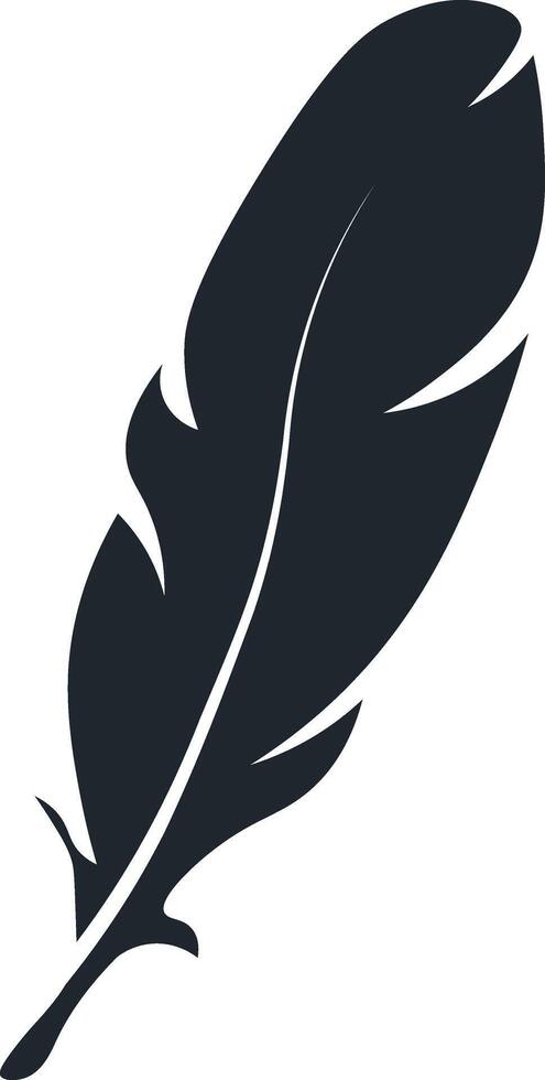 Black Feather Silhouette with Simple Design vector