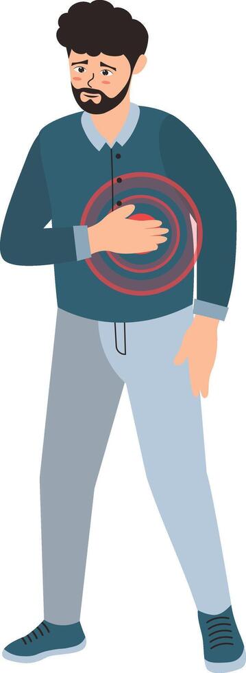 Male with Pain Illustration in Cartoon Design. vector