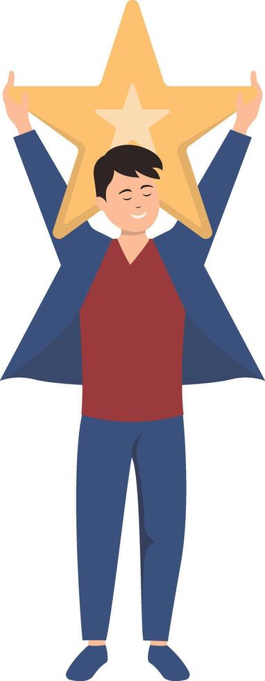 People Giving Star Character with Flat Design. vector