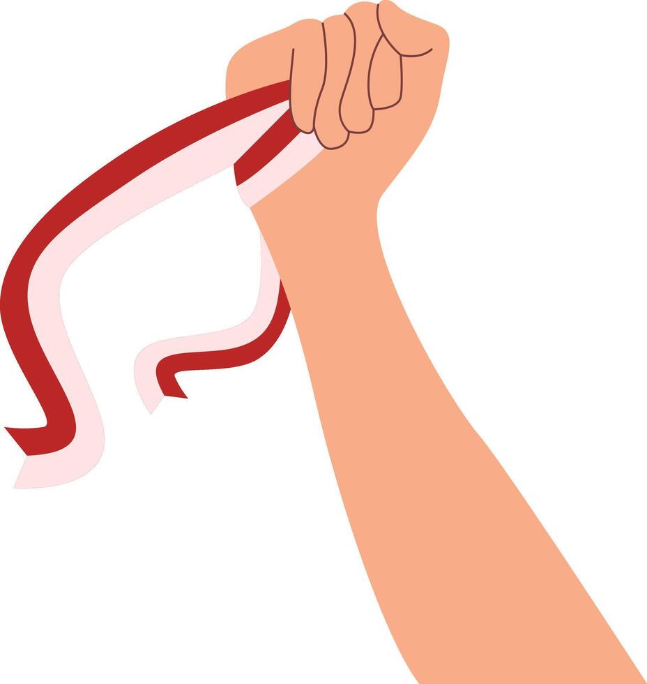 Illustration of Hand Holding of Indonesian Flag with Flat Design. vector