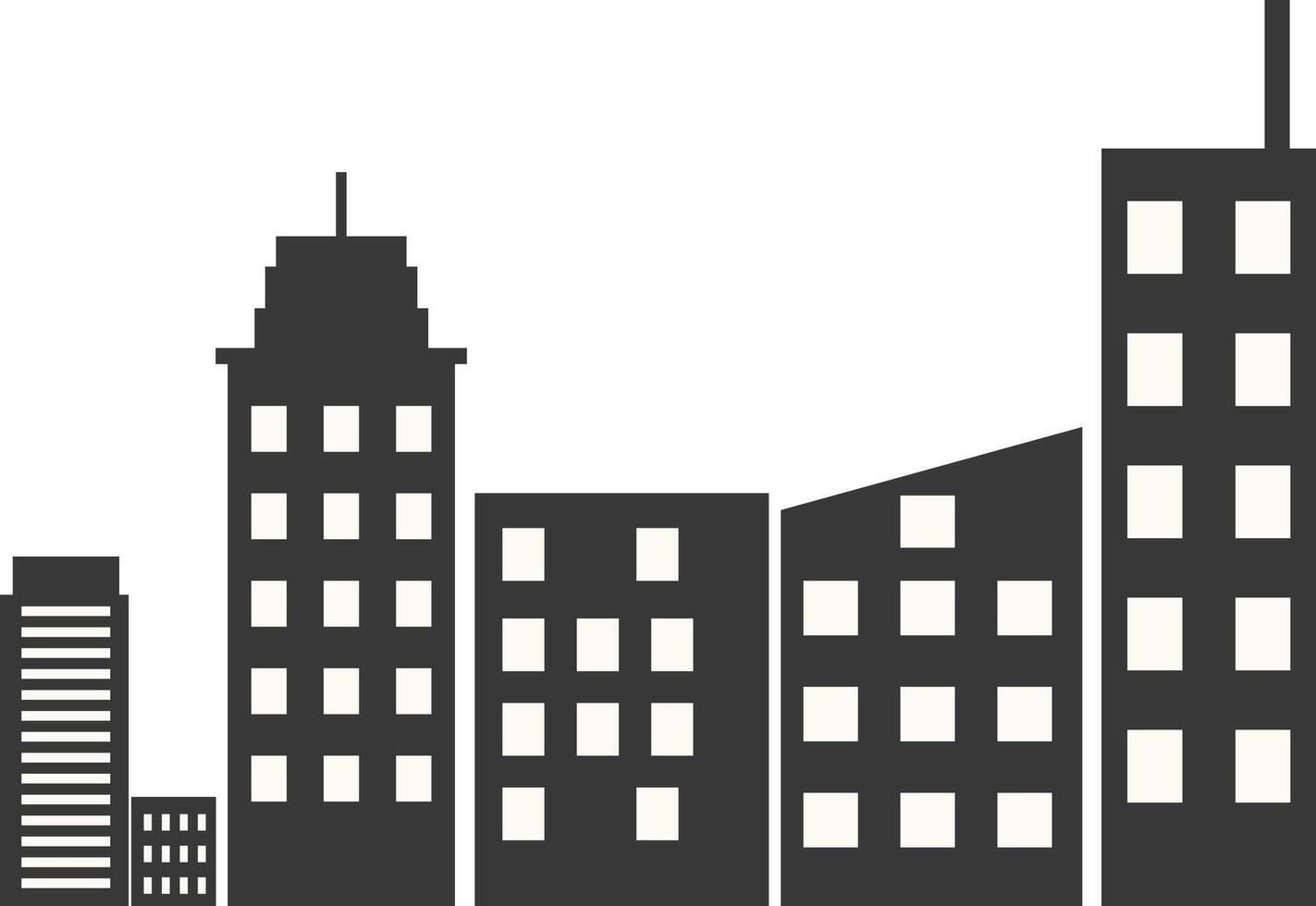 City Skyline Silhouette with Simple Building Design. Flat Illustration vector