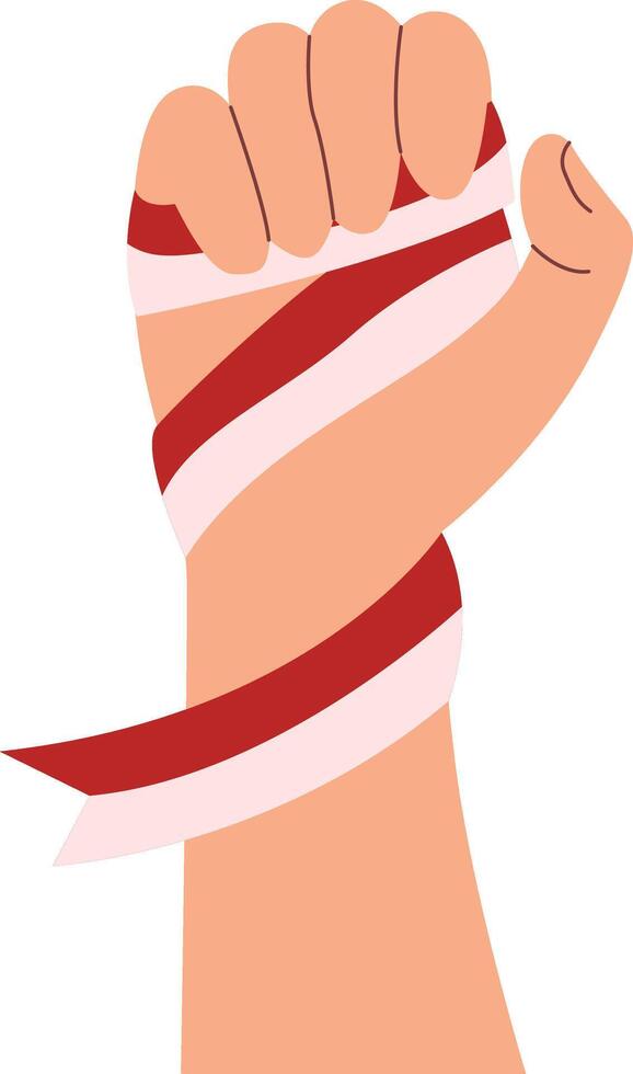 Illustration of Hand Holding of Indonesian Flag, Isolated on White Background vector