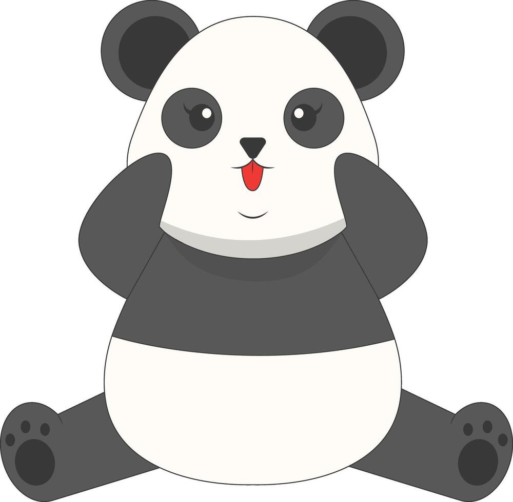 Cartoon Panda Illustration. Isolated on White Background. vector