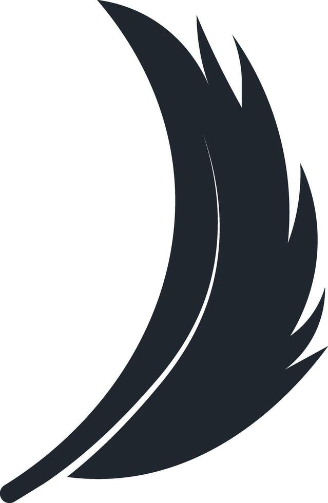 Black Feather Silhouette. Isolated on White Background. vector