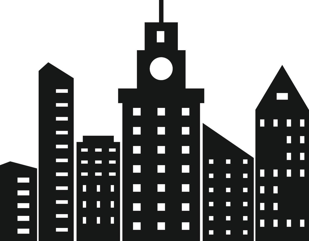 Town Skyline Silhouette. Isolated on White Background. vector