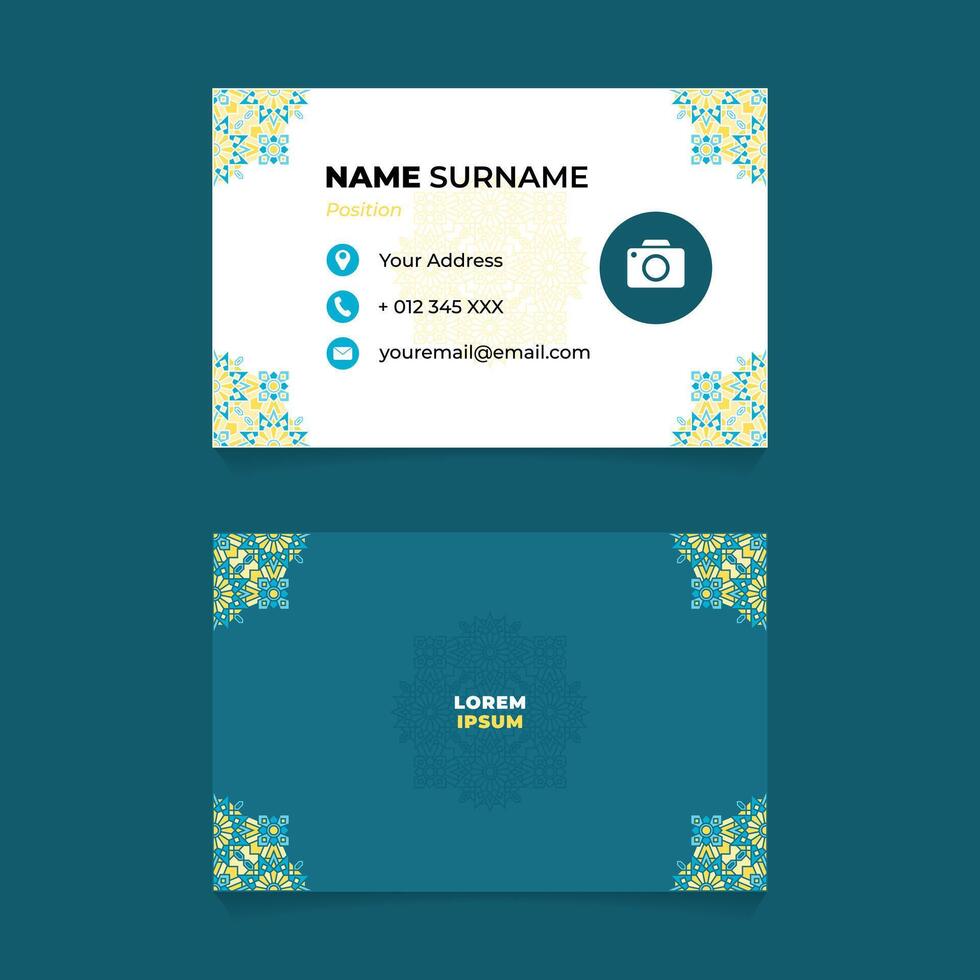 Floral patterned business card design vector