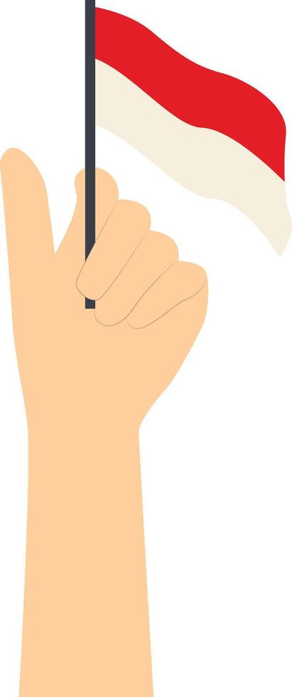 Hand Holding Indonesian Flag. Isolated on White Background. vector
