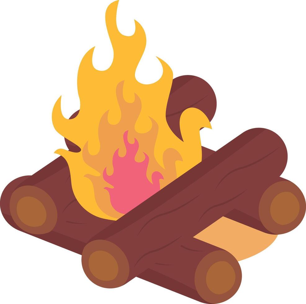 Illustration of Wood Bonfire in Cartoon Design, Isolated on White Background vector