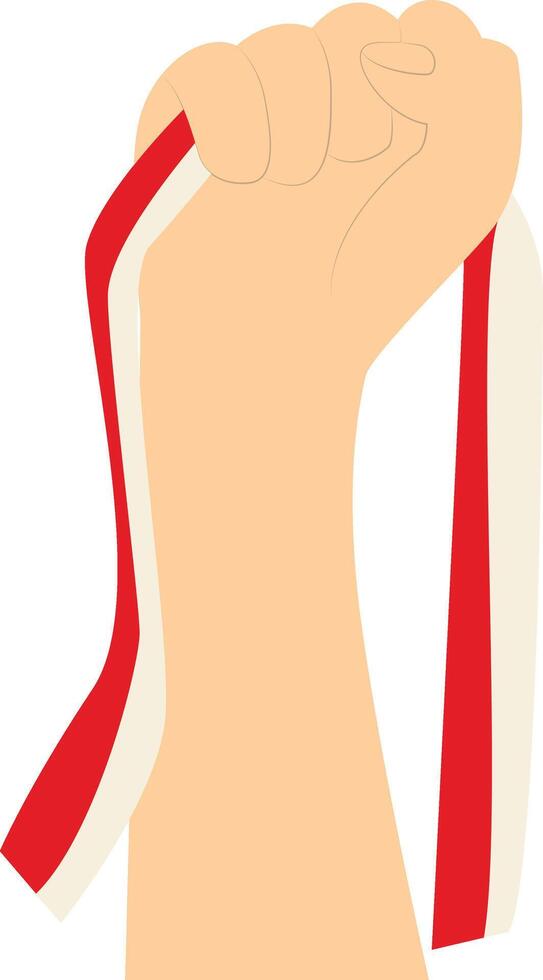 Hand Holding Indonesian Flag with Cartoon Design. vector