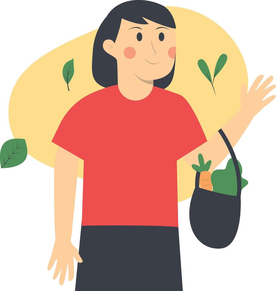 Green Lifestyle Person Character with Flat Design. vector