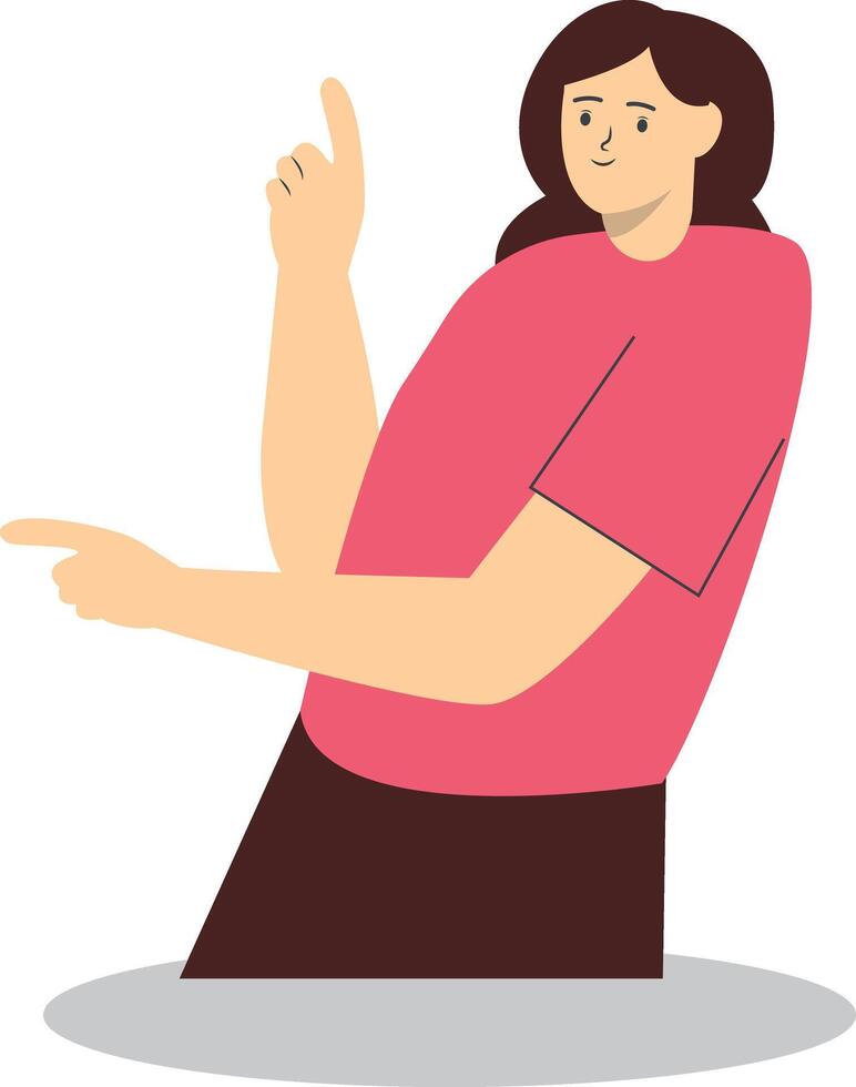 PrintPerson Pointing Illustration in Cartoon Design, Isolated on White Background vector