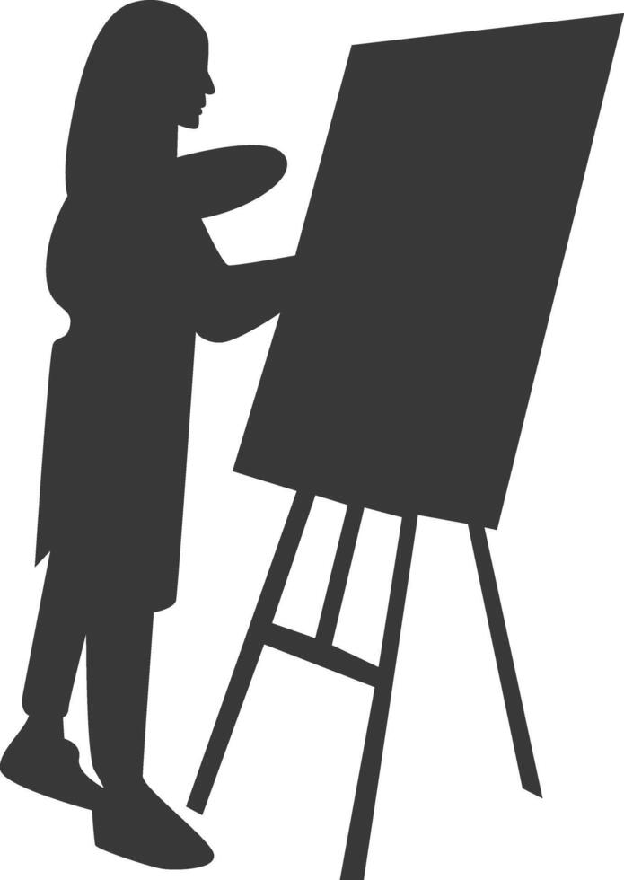 Artist Drawing Silhouette with Flat Design vector