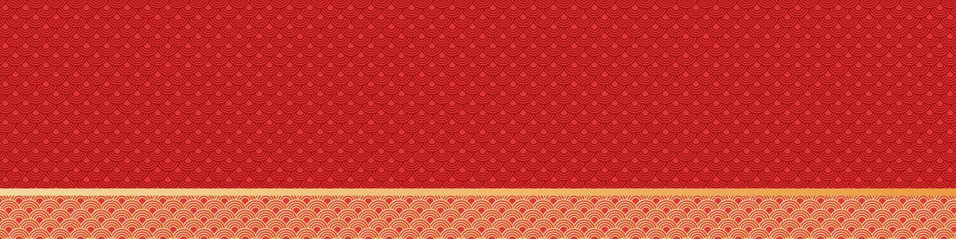 Horizontal banner with traditional chinese pattern with empty space for your design. Chinese New Year traditional Asian festival. illustration, red, golden colors vector