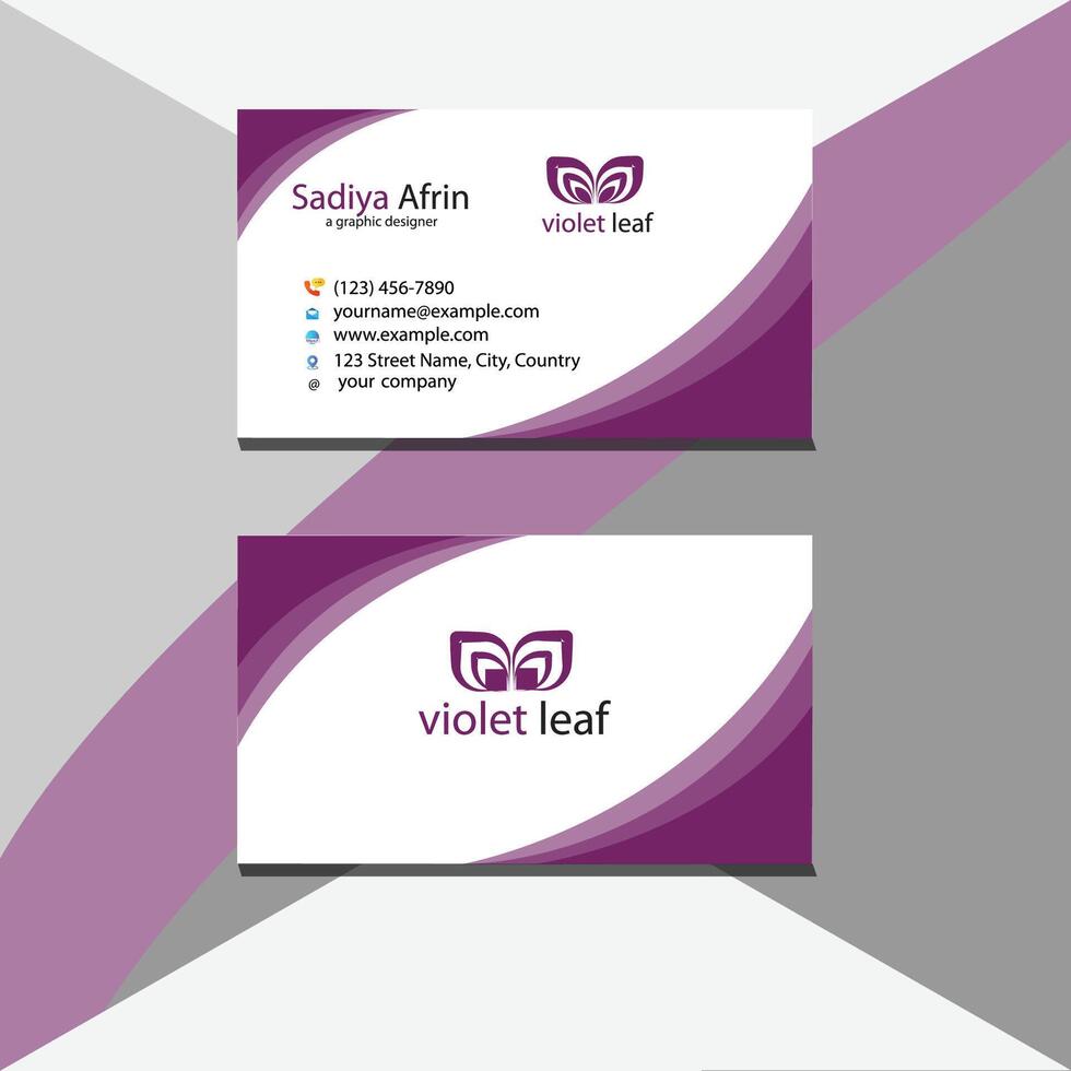 Elegant violet and white business card design vector