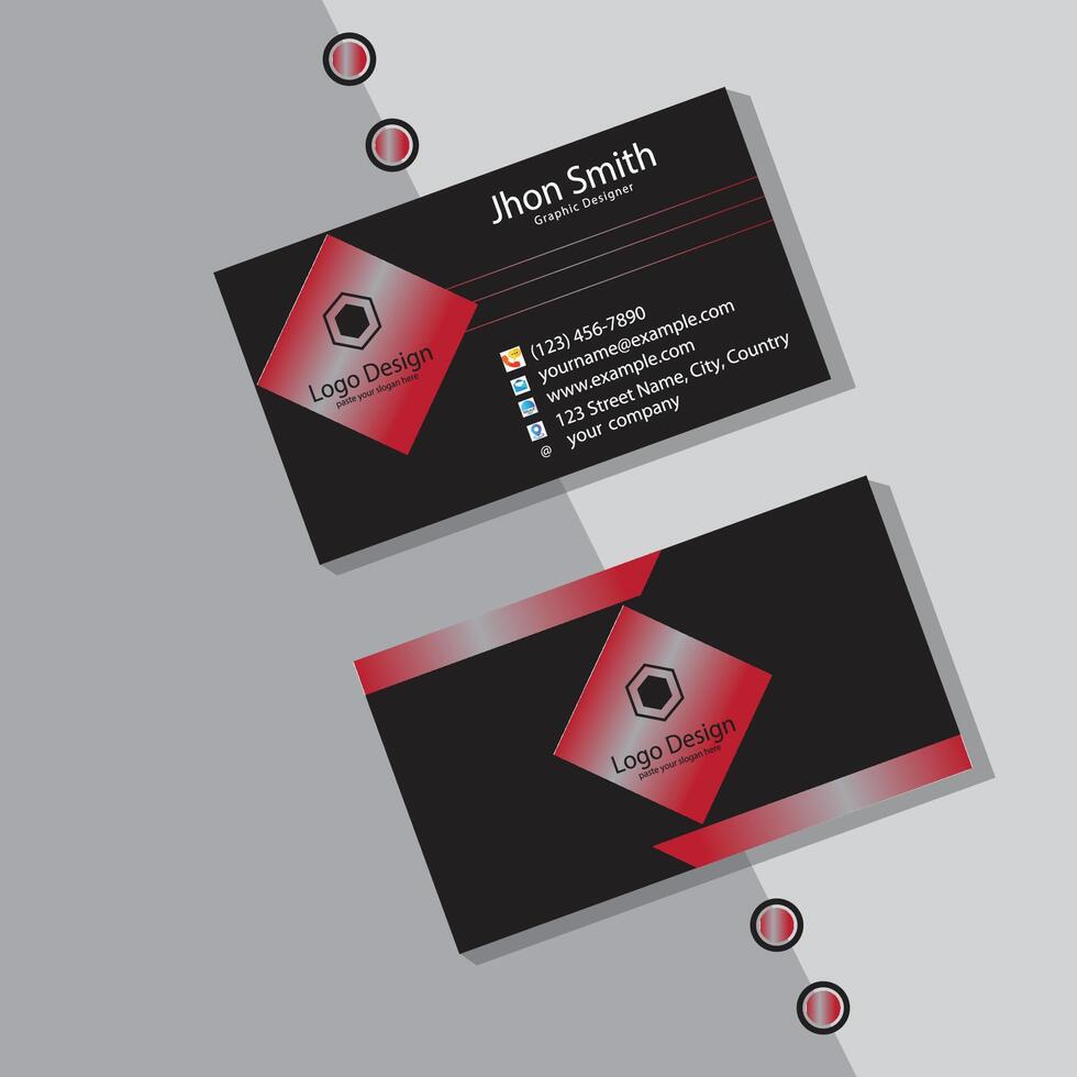 Bold red and black business card design vector