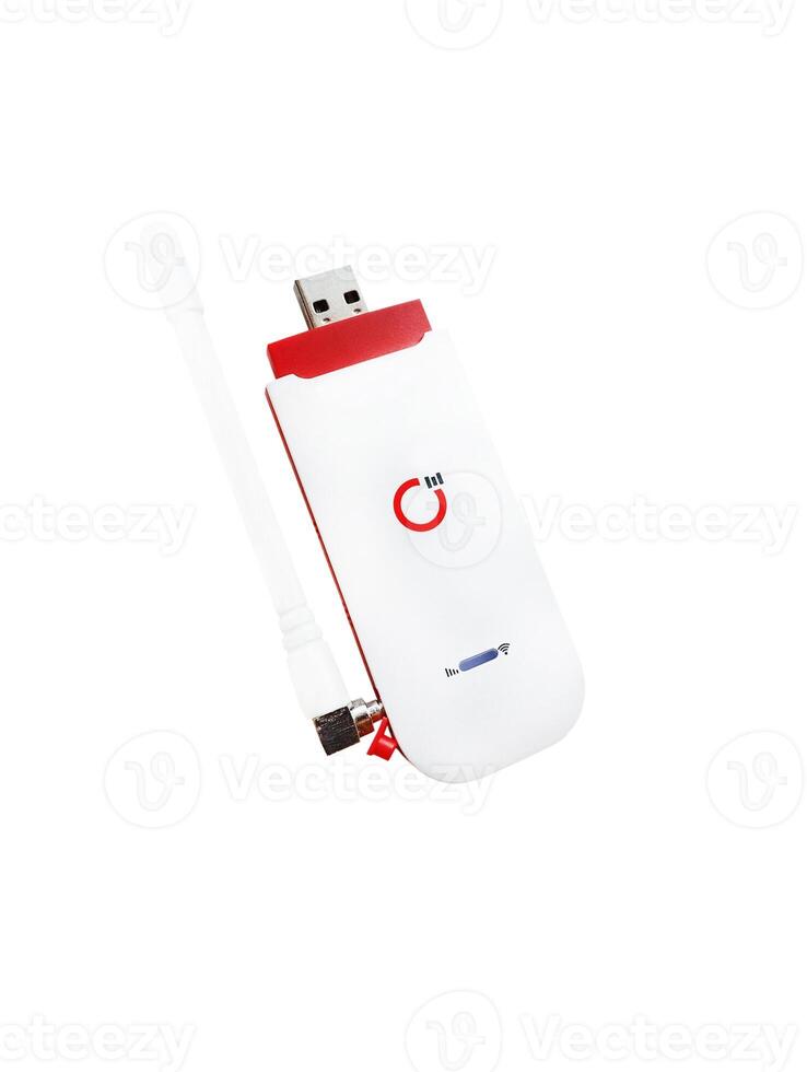 Modem with antenna for mobile internet on white background photo