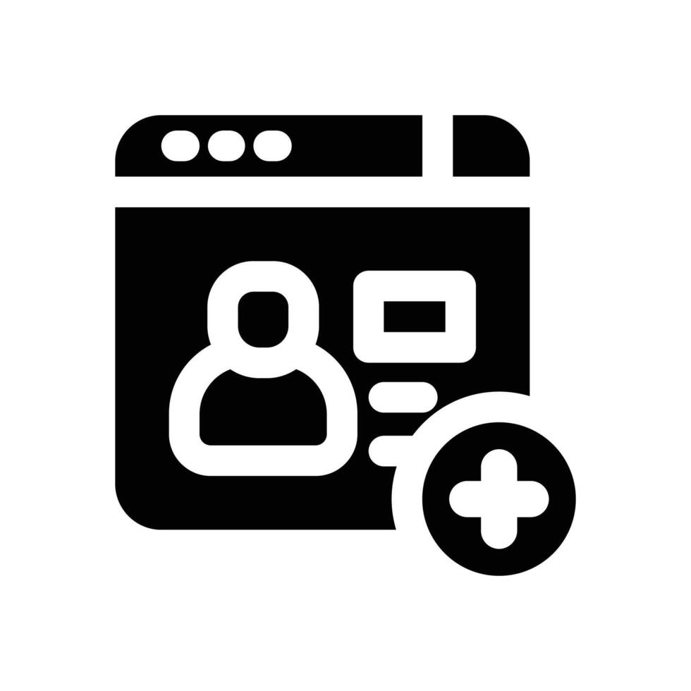 new account glyph icon. Strong and solid icon for websites, mobile interfaces, presentations, and visual branding. High quality and easy to edit. vector