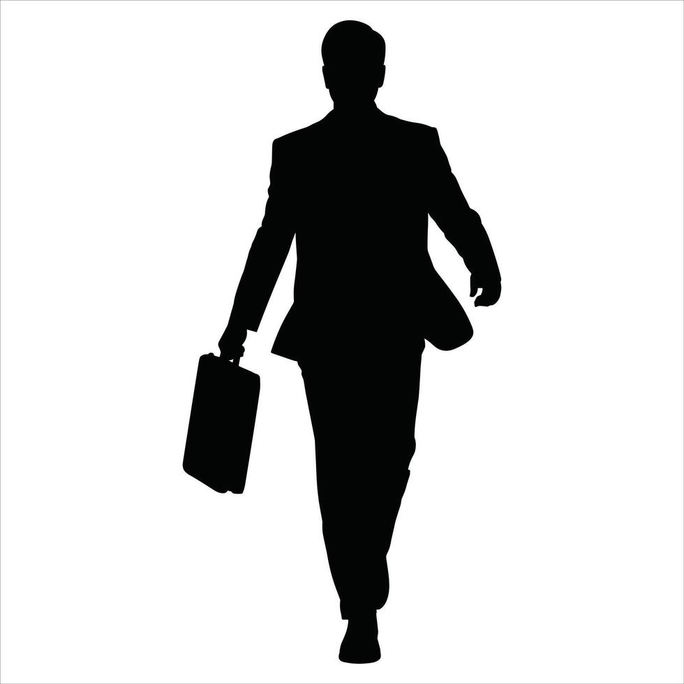 Silhouette of a man in a suit walking with a briefcase vector