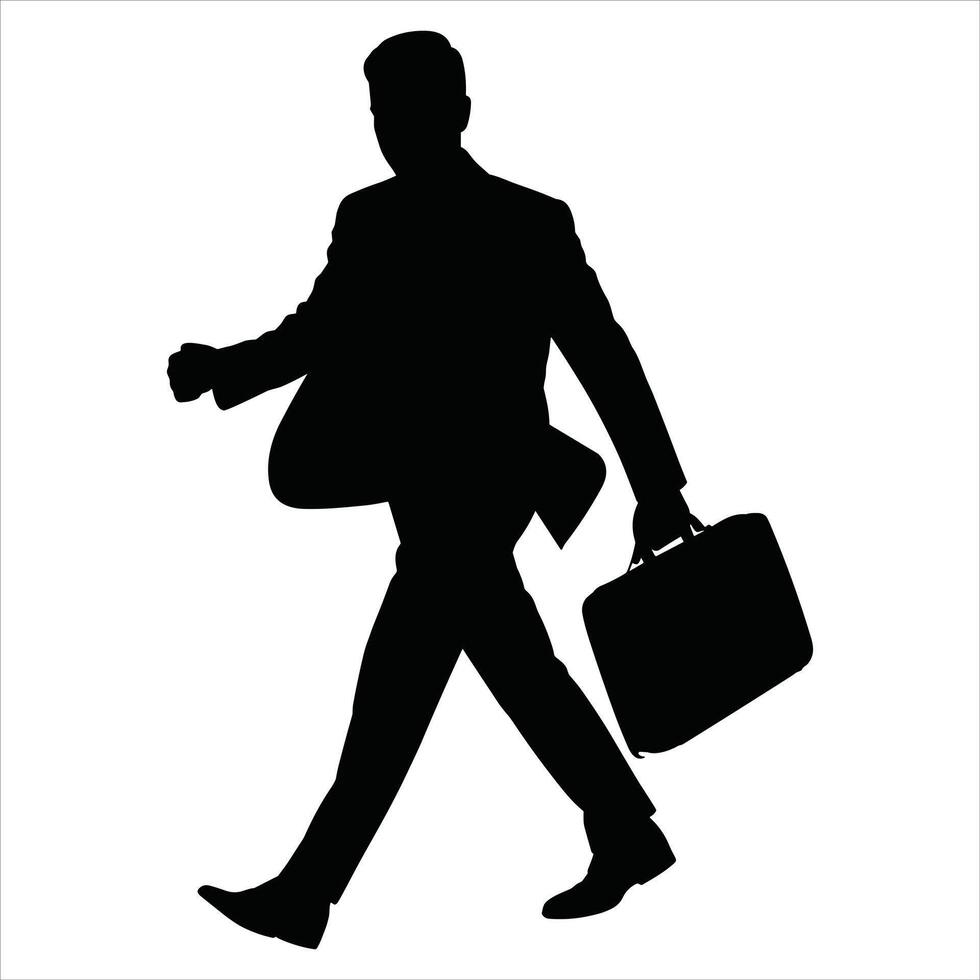 Silhouette of a man walking with a briefcase vector