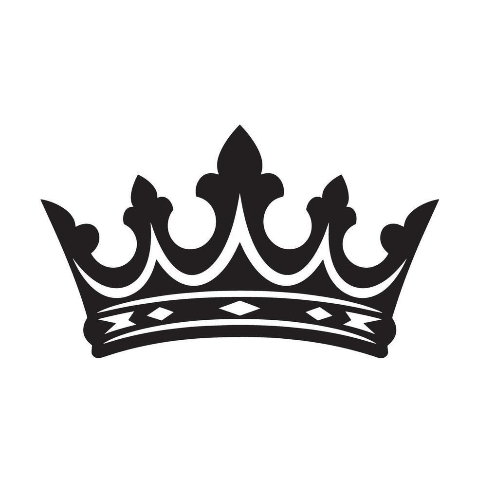 Elegant black silhouette crown illustration royalty design elements for premium branding and logo creation isolated on white background vector