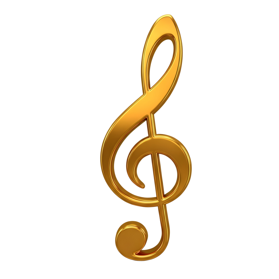 Golden treble clef graphic png