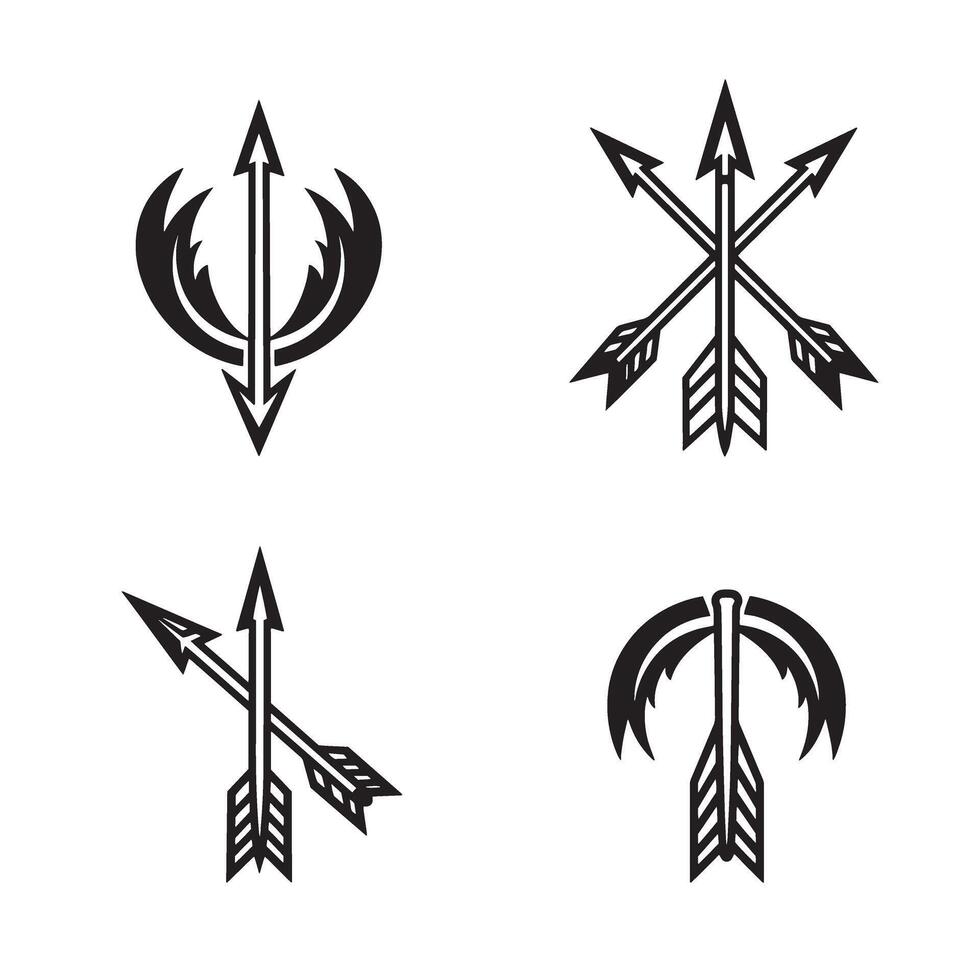 illustrations of various stylized arrow and crescent moon silhouettes suitable for branding and design concepts vector