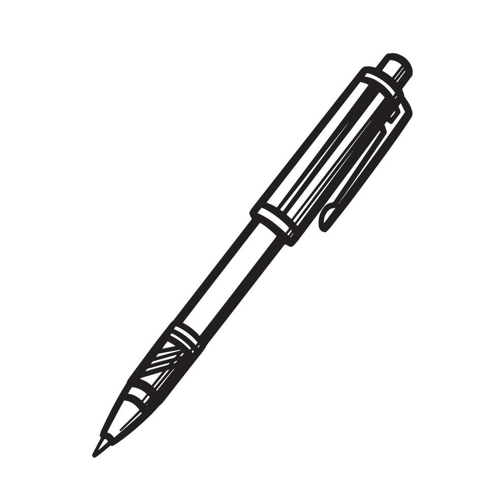 Elegant black ink pen illustration isolated on white background a minimalist silhouette style perfect for design and writing related concepts. vector